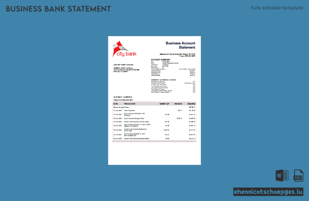 USA City Bank Unternehmensabrechnung – Beispielvorschau in Word und PDF